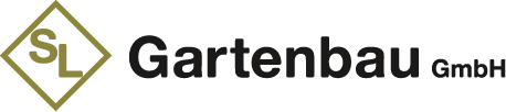 Logo mit den Buchstaben 'SL' in einem schräg gestellten Quadrat neben dem Schriftzug 'Gartenbau GmbH'.