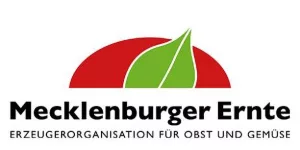 Logo mit rotem Halbkreis und grünem Blatt darüber, darunter der Schriftzug 'Mecklenburger Ernte'.